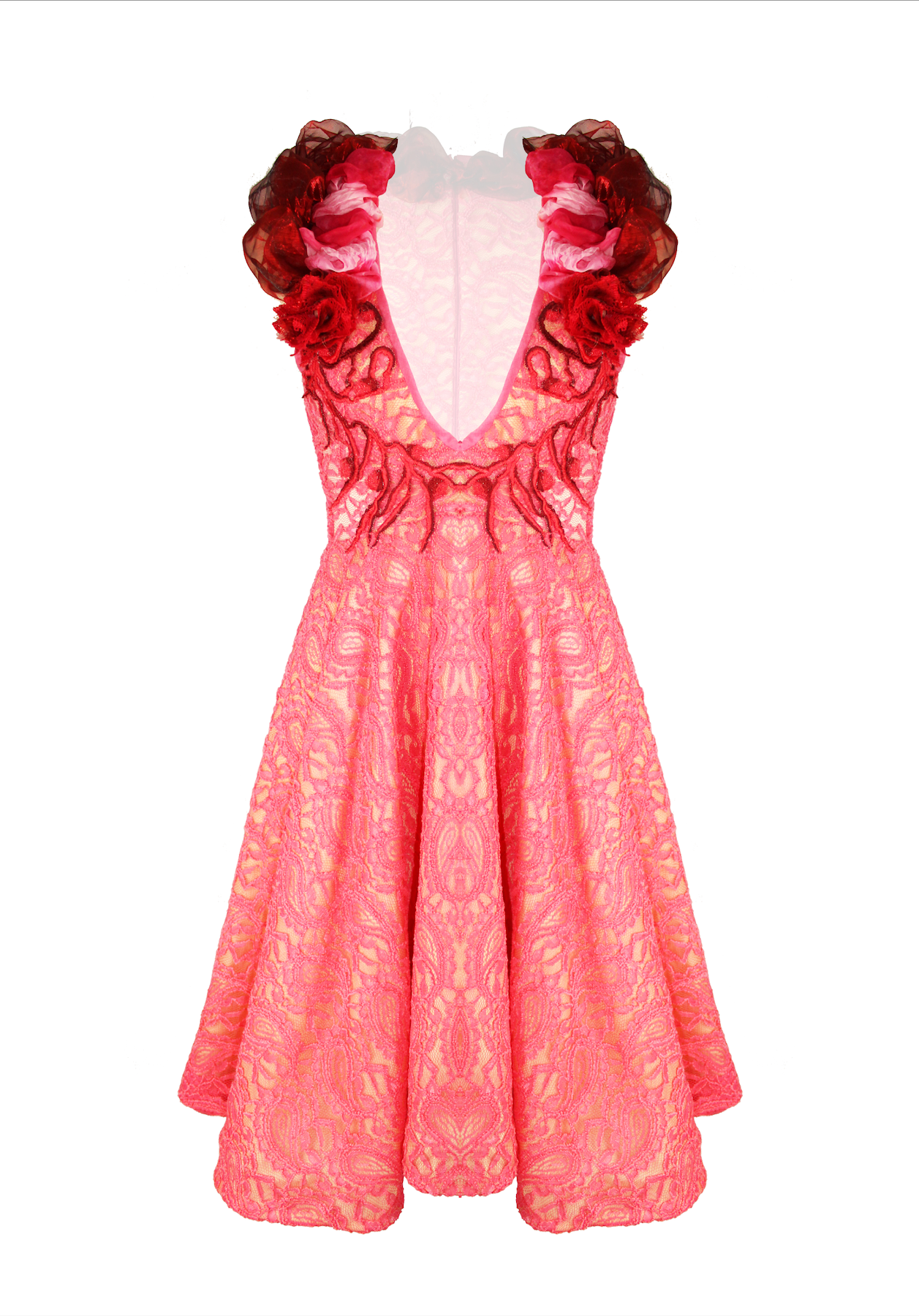 Coral Plunge Skater Dress DUMEBI Coral Plunge Skater Dress DUMEBI