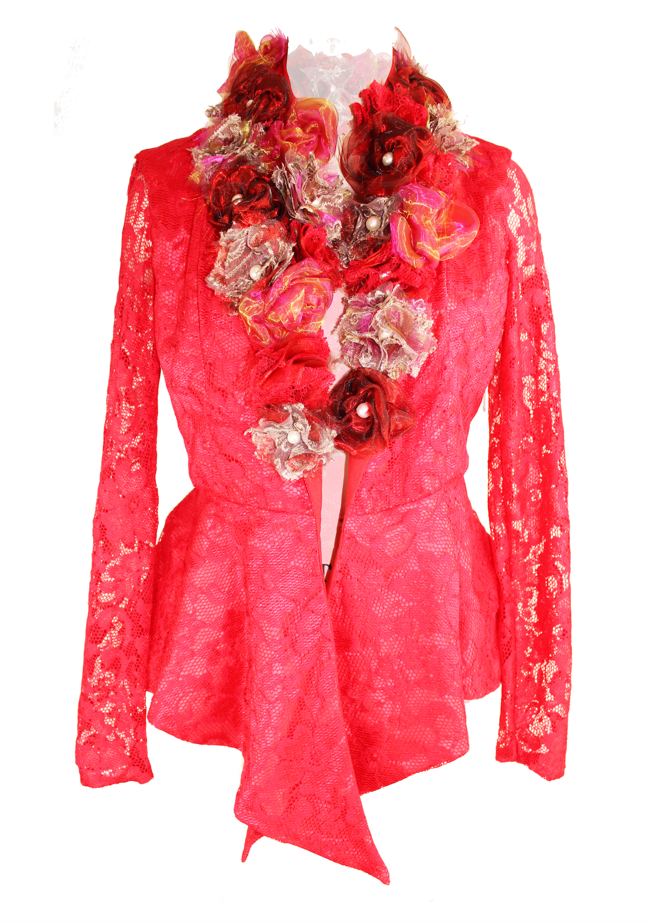 Red Flower embellished red jacket