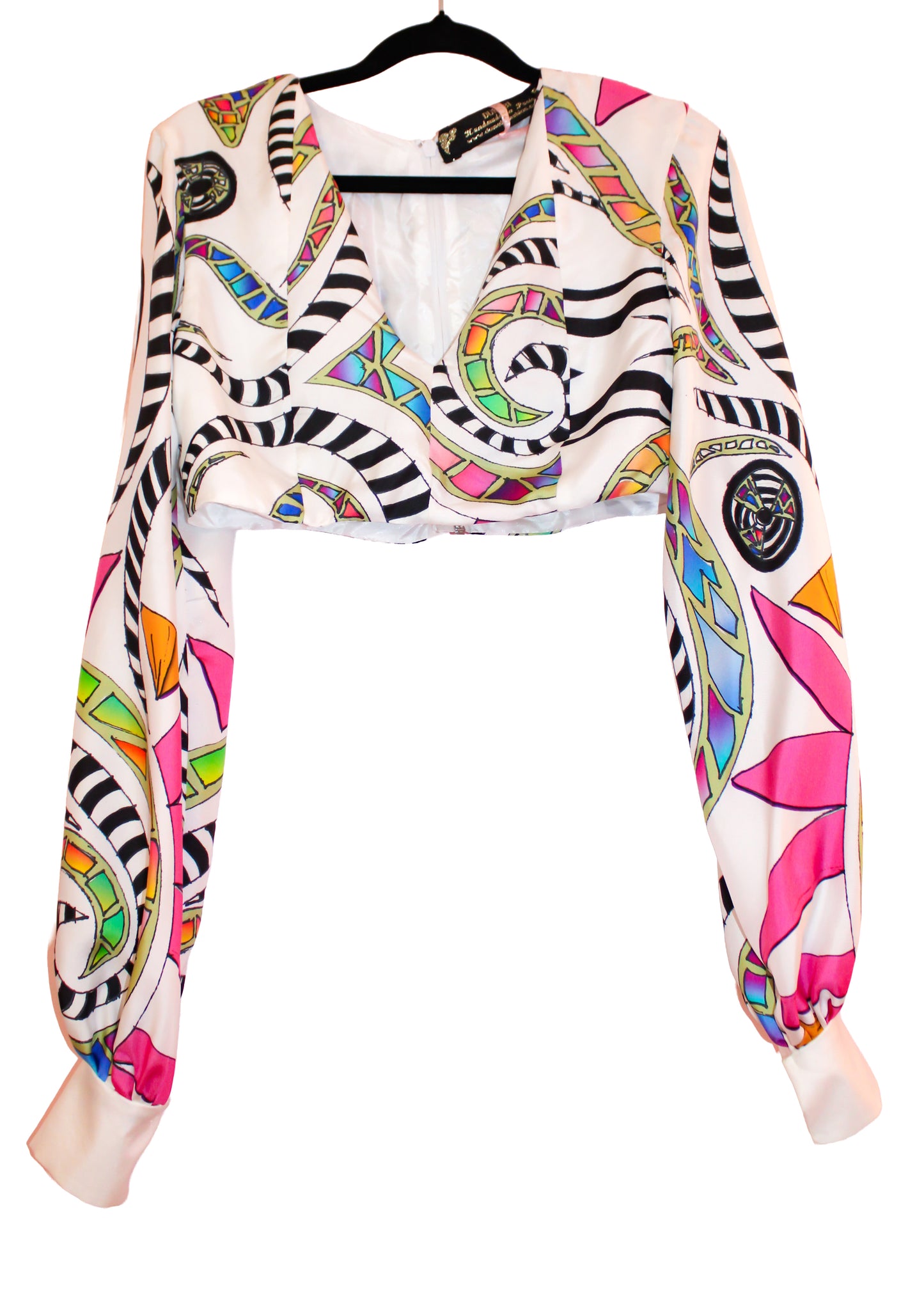 Phoenix White Bishop Sleeve Crop Top